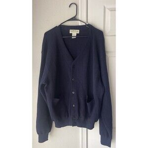 Orvis 100% Alpaca Cardigan Sweater Mens XL Navy Blue